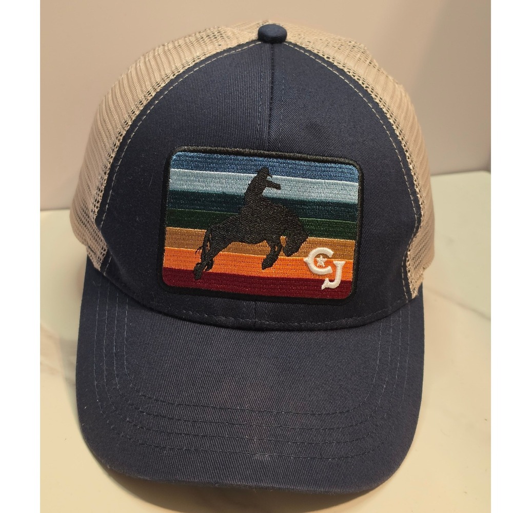 Cody James Mens Navy Blue Bucking Bronco Patch Mesh Snapback Trucker Hat OSFM